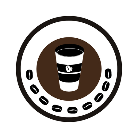 color circular frame with glass of cappuccino vector illustrationのイラスト素材