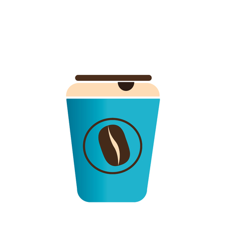 color silhouette with disposable cup of cappuccino vector illustrationのイラスト素材