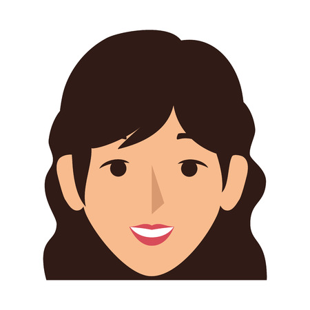 colorful silhouette front view woman with wavy hair vector illustrationのイラスト素材