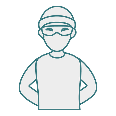 monochrome contour with criminal hacker vector illustrationのイラスト素材