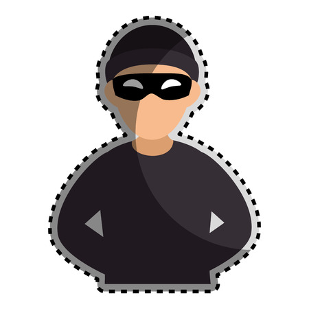 sticker color silhouette with criminal hacker vector illustrationのイラスト素材