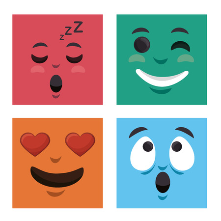 set faces emoticons characters icons vector illustration designのイラスト素材