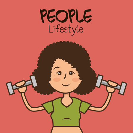 people lifestyle weight lifting vector illustration designのイラスト素材