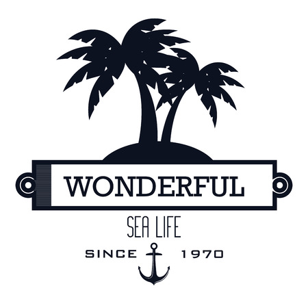 nautical frame with tree palm vector illustration designのイラスト素材