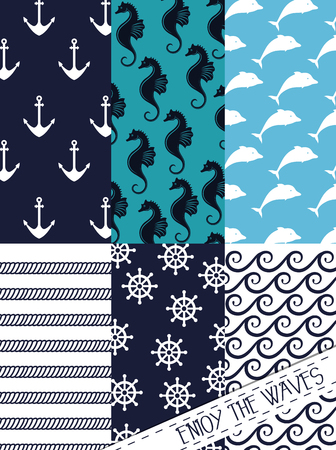 nautical frame with set icons vector illustration designのイラスト素材
