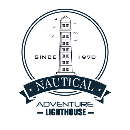 nautical frame with lighthouse vector illustration designのイラスト素材