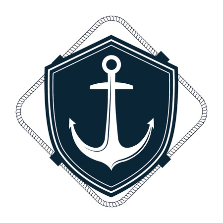 nautical frame with anchor vector illustration designのイラスト素材