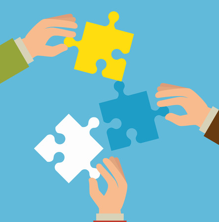 hand human with puzzle pieces vector illustration designのイラスト素材