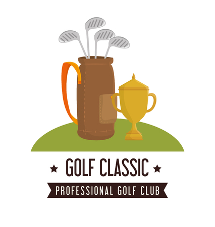 golf sport clubs bag emblem icon vector illustration designのイラスト素材