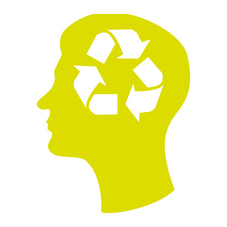head silhouette with recycling symbol in mind vector illustrationのイラスト素材