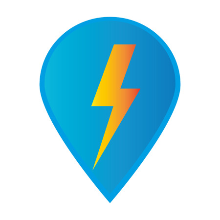 Mark icon pointer gps with lightning icon vector illustrationのイラスト素材