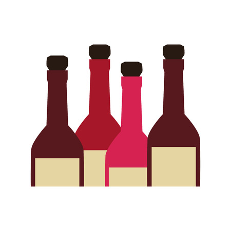 color silhouette with set of liquor bottles vector illustrationのイラスト素材