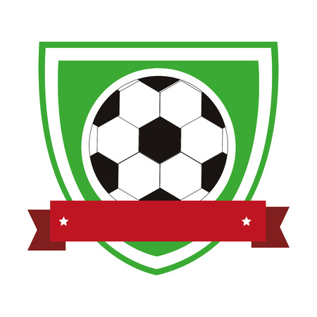 colorful shield with ribbon with soccer ball vector illustrationのイラスト素材