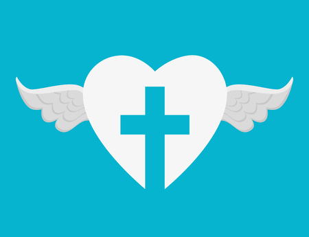 heart with cross religious symbol vector illustration designのイラスト素材