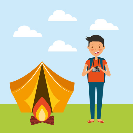 person on vacations holidays vector illustration designのイラスト素材