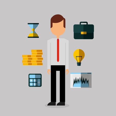 businessperson with financial icons vector illustration designのイラスト素材