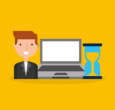 businessperson with financial icons vector illustration designのイラスト素材