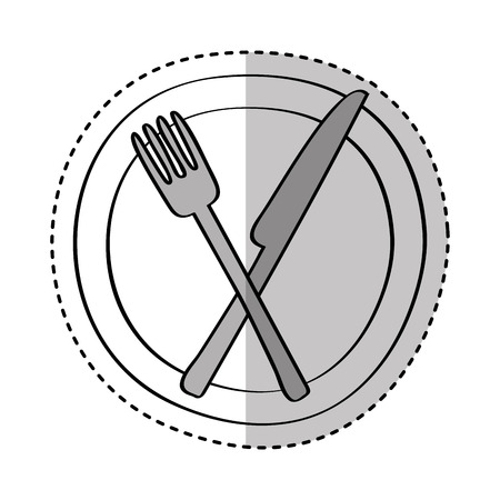 dish with knife and fork kitchen cutlery isolated icon vector illustration designのイラスト素材
