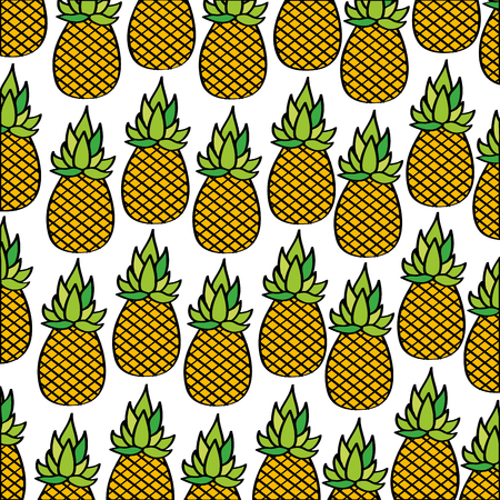 pineapples pattern fresh fruit drawing icon vector illustration designのイラスト素材