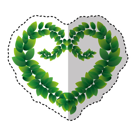 leafs plant ecology symbol with shape heart vector illustration designのイラスト素材
