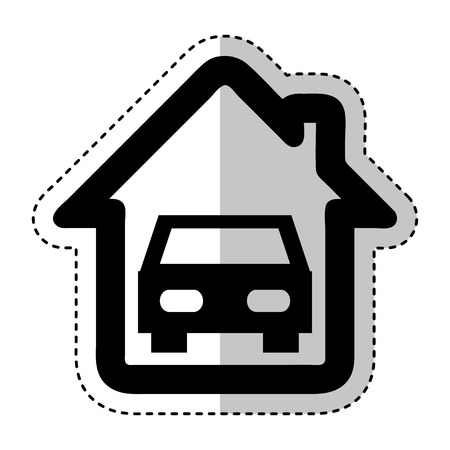 car vehicle silhouette in garage icon vector illustration designのイラスト素材
