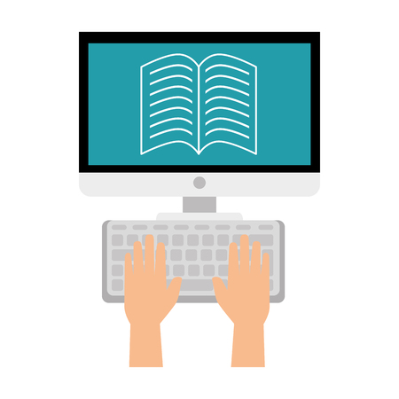 computer desktop with ebook isolated icon vector illustration designのイラスト素材