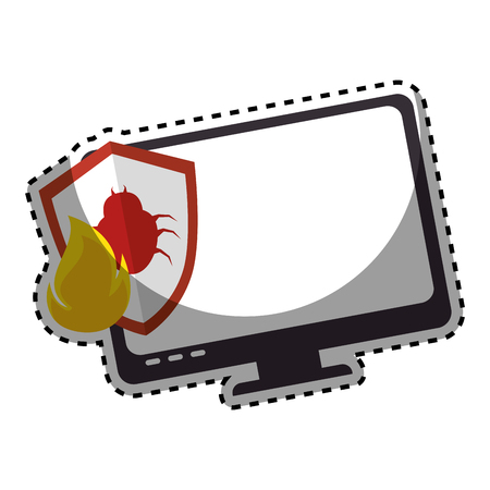 computer with computing alert vector illustration designのイラスト素材