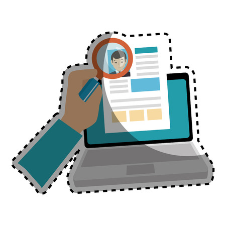 laptop computer with curriculum vitae document icon vector illustration designのイラスト素材