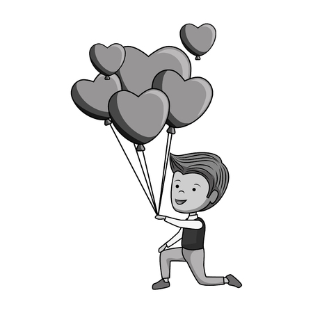 romantic man character with heart gift vector illustration designのイラスト素材