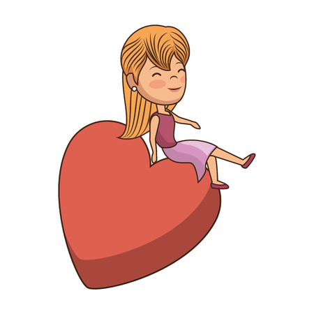 woman character sitting in heart vector illustration designのイラスト素材