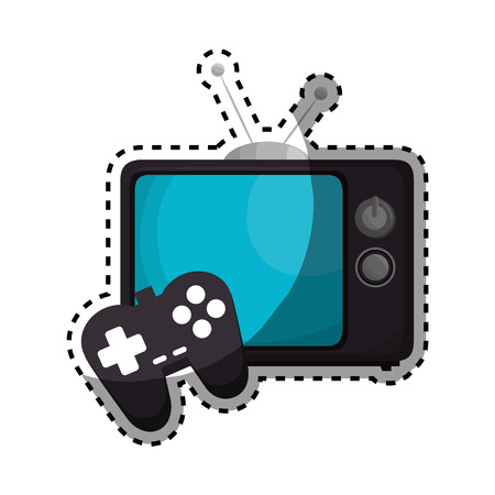 retro tv with videogame control isolated icon vector illustration designのイラスト素材