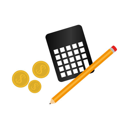 calculator math with pencil isolated icon vector illustration designのイラスト素材