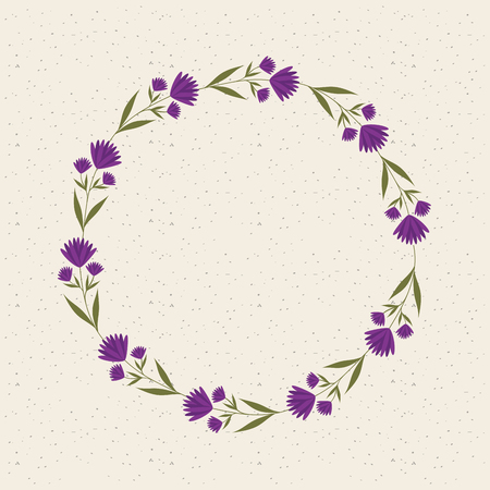 decorative wreath of flowers and leaves. colorful design. vector illustrationのイラスト素材