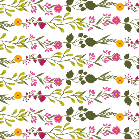 background with flowers and leaves. colorful design. botany and herbs concept. vector illustrationのイラスト素材