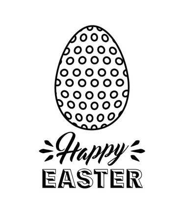 happy easter card with egg icon over white background. vector illustrationのイラスト素材
