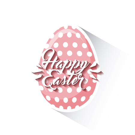 happy easter card with egg icon over white background. vector illustrationのイラスト素材