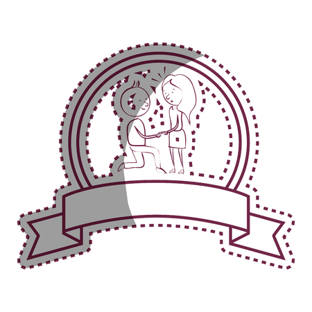 just married couple character card vector illustration designのイラスト素材