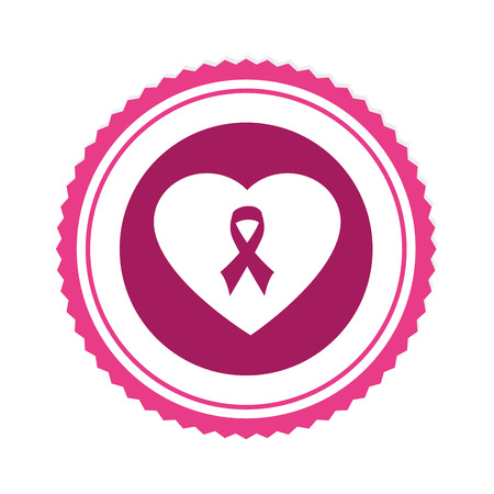 heart with ribbon pink breast cancer vector illustration designのイラスト素材