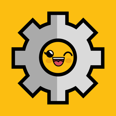 gear machine character icon vector illustration designのイラスト素材