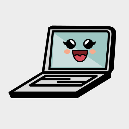 laptop computer character device icon vector illustration designのイラスト素材
