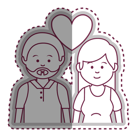 cute lovers couple ethnicity vector illustration designのイラスト素材