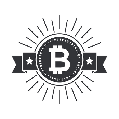 seal stamp with bitcoin icon over white background. vector illustrationのイラスト素材