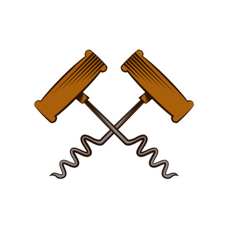 corkscrews crossed over white background. colorful design. vector illustrationのイラスト素材