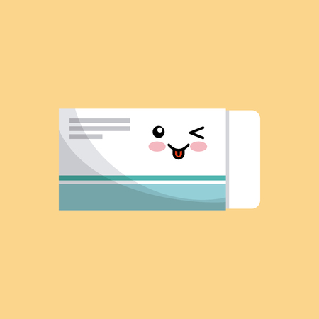 kawaii medicine pills icon over yellow background. colorful design. vector illustrationのイラスト素材