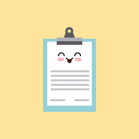 kawaii medical report icon over yellow background. colorful design. vector illustrationのイラスト素材