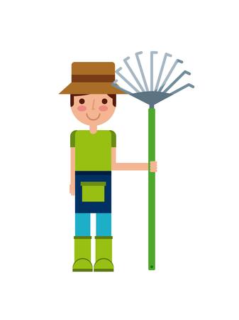 gardener man cartoon icon over white background. colorful design. vector illustrationのイラスト素材