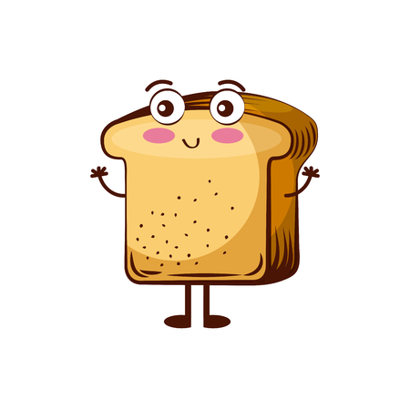 cute loaf cartoon icon over white background. colorful design. vector illustrationのイラスト素材