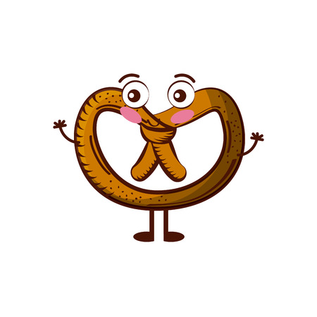 cute pretzel cartoon icon over white background. colorful design. vector illustrationのイラスト素材