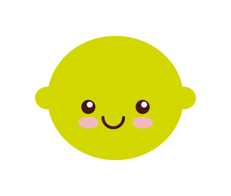 kawaii lemon fruit icon over white background. colorful design. vector illustrationのイラスト素材