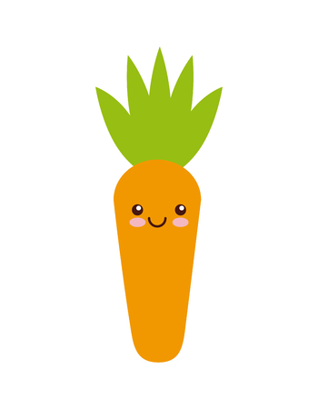 kawaii carrot fruit icon over white background. colorful design. vector illustrationのイラスト素材